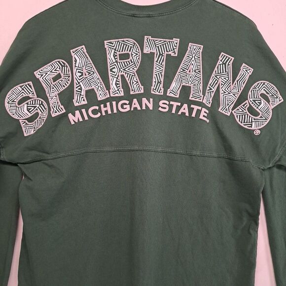 Michigan State Spartans Spirit Jersey Long Sleeve Shirt Womens Small Green MSU - Picture 2 of 9